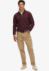 Superdry Essential Logo Henley Quarter Zip Sweatshirt, Rich Deep Burgundy