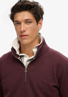 Superdry Essential Logo Henley Quarter Zip Sweatshirt, Rich Deep Burgundy