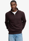 Superdry Essential Serif Logo Half Zip Sweatshirt, Wine Marl