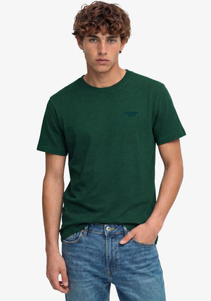 Superdry Essential Stacked Logo Embroidered T-Shirt, Pitch Green Marl