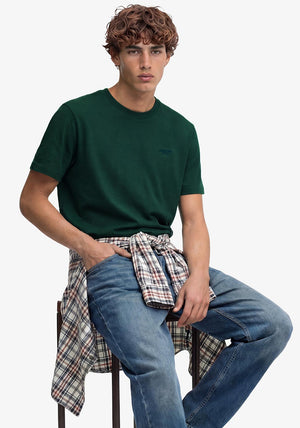 Superdry Essential Stacked Logo Embroidered T-Shirt, Pitch Green Marl