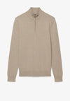 Superdry Essentials Wool Blend Half Zip Sweater, Beige Marl
