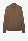 Superdry Essentials Wool Blend Half Zip Sweater, Biscuit Brown Marl