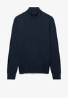 Superdry Essentials Wool Blend Half Zip Sweater, Rich Navy Marl