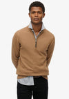 Superdry Essentials Cotton Half Zip Sweater, Beige