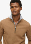 Superdry Essentials Cotton Half Zip Sweater, Beige