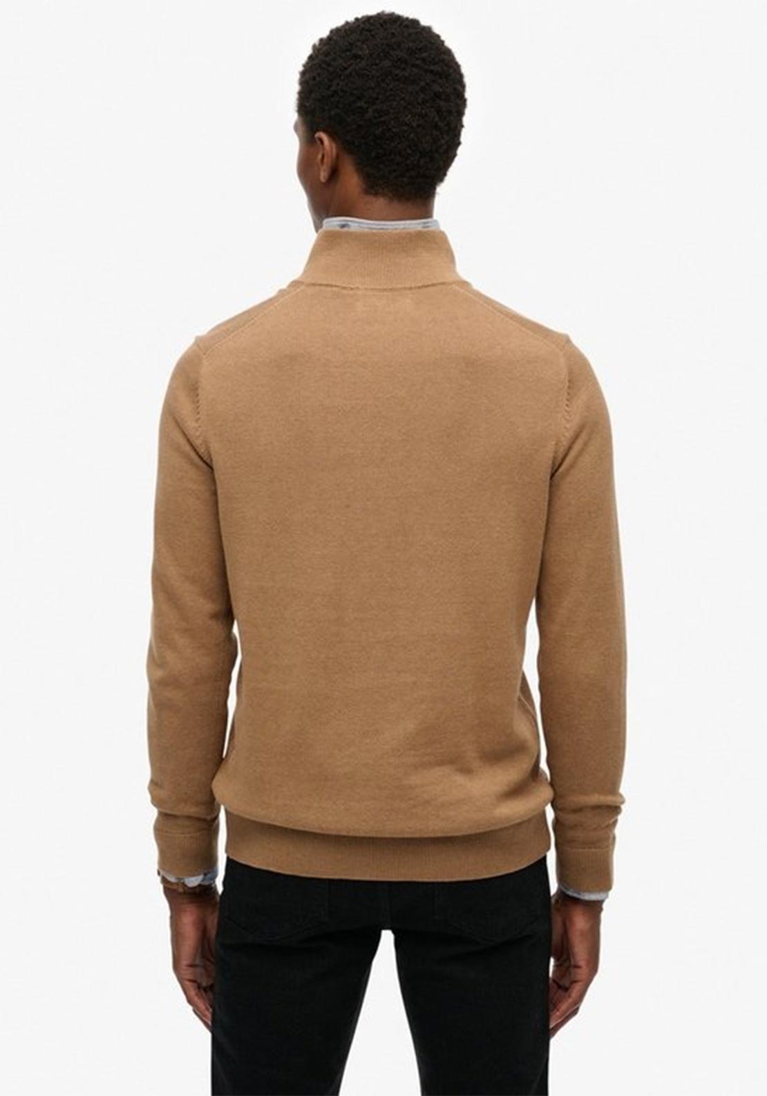 Superdry Essentials Cotton Half Zip Sweater, Beige
