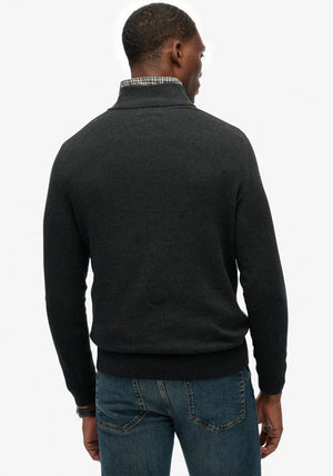 Superdry Essentials Cotton Half Zip Sweater, Charcoal Marl