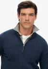 Superdry Essentials Cotton Half Zip Sweater, Denim Navy
