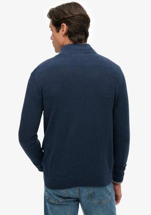 Superdry Essentials Cotton Half Zip Sweater, Denim Navy