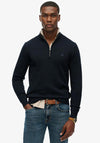 Superdry Essentials Cotton Half Zip Sweater, Eclipse Navy