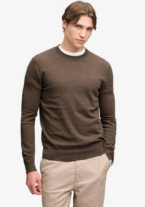 Superdry Essentials Wool Blend Sweater, Biscuit Brown Marl