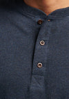Superdry Henley Grandad Collar Long Sleeve Top, Trench Navy Marl