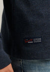 Superdry Henley Grandad Collar Long Sleeve Top, Trench Navy Marl
