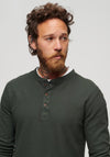 Superdry Henley Waffle Knit Long Sleeve T-Shirt, Olive