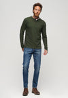 Superdry Henley Waffle Knit Long Sleeve T-Shirt, Olive