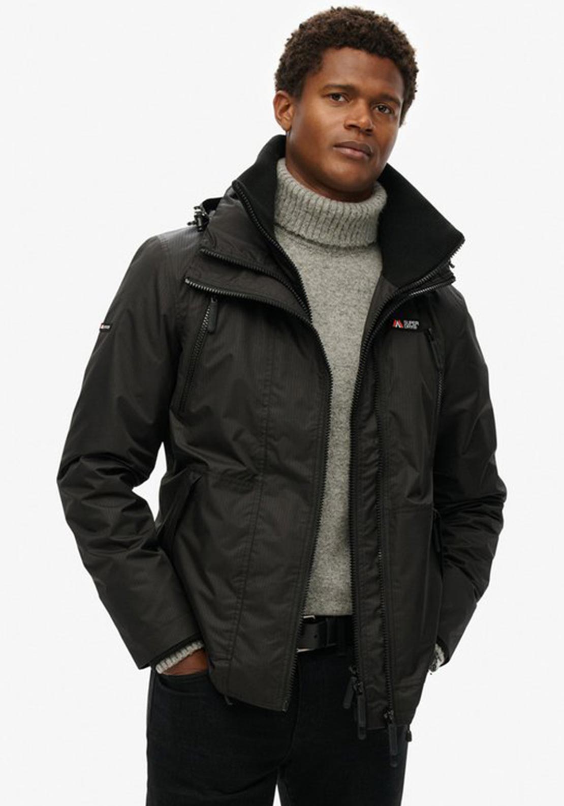 Superdry Hooded Mountain Windbreaker Jacket, Black