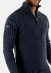 Superdry Jacob Cable Knit Half Zip Jumper, Blue