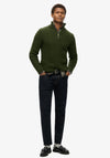 Superdry Jacob Cable Knit Half Zip Jumper, Duffle Bag Green