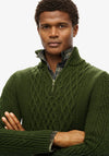 Superdry Jacob Cable Knit Half Zip Jumper, Duffle Bag Green