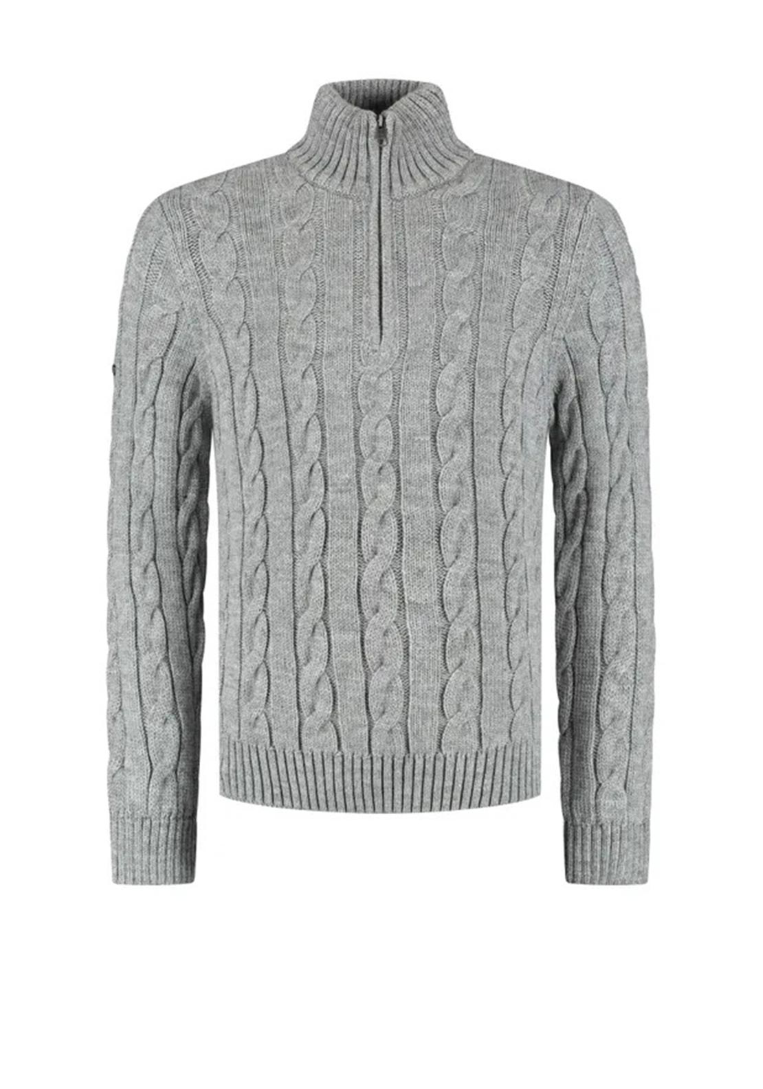 Superdry Jacob Cable Knit Half Zip Jumper, Grey