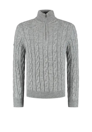Superdry Jacob Cable Knit Half Zip Jumper, Grey