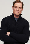 Superdry Jacob Henley Cable Knit Quarter Zip Jumper, Eclipse Navy