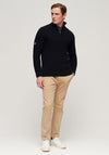 Superdry Jacob Henley Cable Knit Quarter Zip Jumper, Eclipse Navy