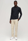 Superdry Long Sleeve Pique Polo Shirt, Eclipse Navy