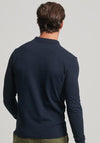 Superdry Long Sleeve Pique Polo Shirt, Eclipse Navy