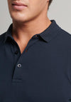 Superdry Long Sleeve Pique Polo Shirt, Eclipse Navy