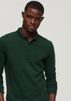 Superdry Long Sleeve Pique Polo Shirt, Forest Green