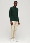 Superdry Long Sleeve Pique Polo Shirt, Forest Green