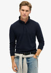 Superdry Long Sleeve Pique Polo Shirt, Eclipse Navy