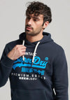 Superdry Neon Vintage Logo Hoodie, Eclipse Navy