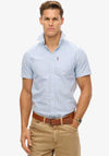 Superdry Oxford Stripe Short Sleeve Shirt, Broker Blue