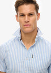 Superdry Oxford Stripe Short Sleeve Shirt, Broker Blue