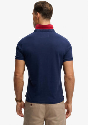 Superdry Pique Monogram Polo Shirt, Navy