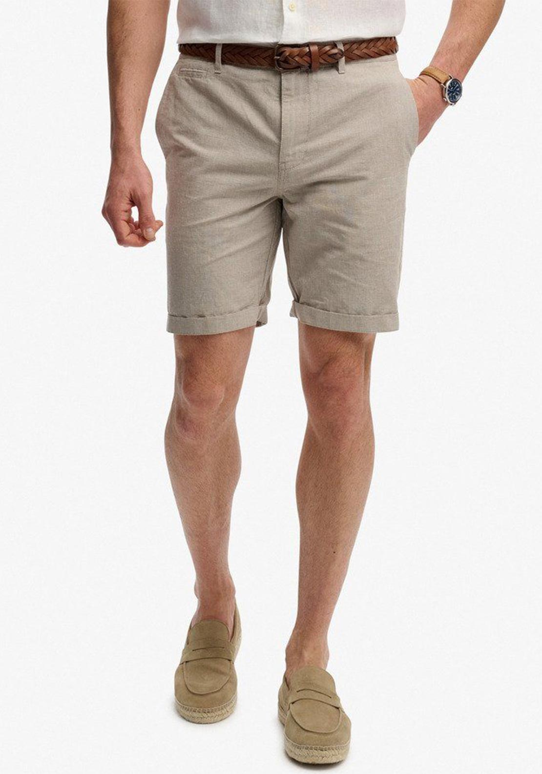 Superdry Premium Houndstooth Chino Shorts, Beige
