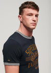 Superdry Ringer Workwear Graphic T-Shirt, Eclipse Navy & Athletic Grey Marl