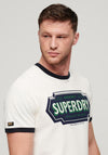 Superdry Ringer Workwear Graphic T-Shirt, Winter White & Eclipse Navy