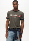 Superdry Ringer Workwear Graphic T-Shirt, Dusky Slate Grey