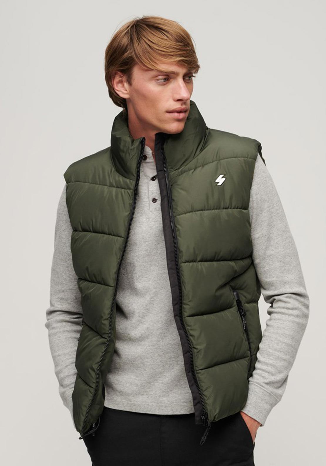 Superdry & Co PUFFER GILET - Chaleco - Denim Co Tobacco Brown/marrón