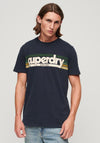 Superdry Terrain Striped Logo T-Shirt, Eclipse Navy