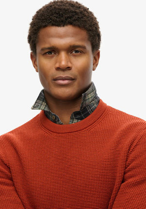 Superdry Textured Crew Knit Jumper, Autumnal Orange