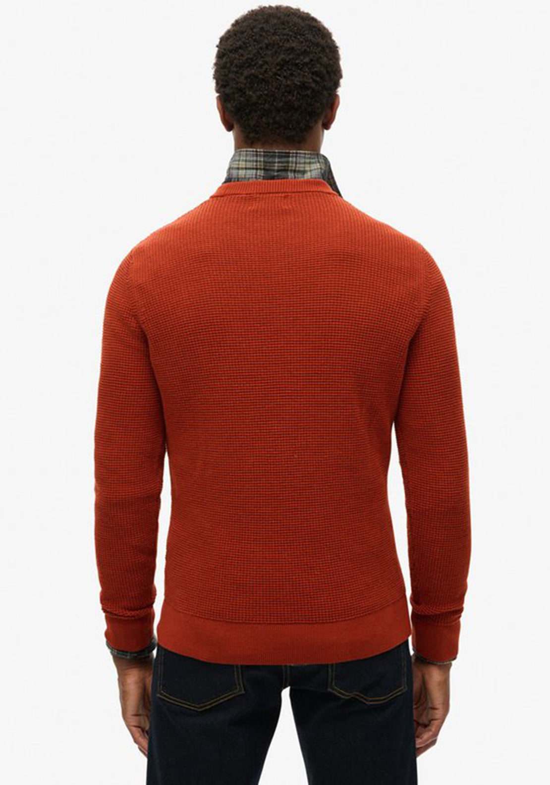 Superdry Textured Crew Knit Jumper, Autumnal Orange