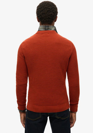 Superdry Textured Crew Knit Jumper, Autumnal Orange