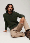 Superdry Textured Crew Neck Knit Jumper, Olive Heather