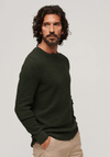 Superdry Textured Crew Neck Knit Jumper, Olive Heather