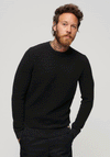 Superdry Textured Crew Neck Knit Jumper, Raven Black Heather